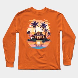 Sunny Beach House T-Shirt Design Long Sleeve T-Shirt